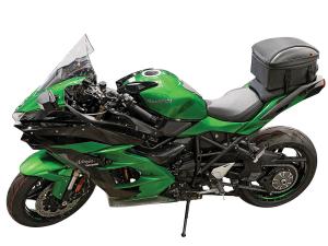 Photo of tail bag on green Kawasaki Ninja motorcycle