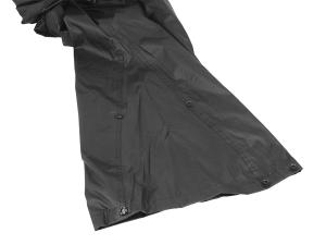 Photo of WeatherPro rain suit in black - leg gusset on white background