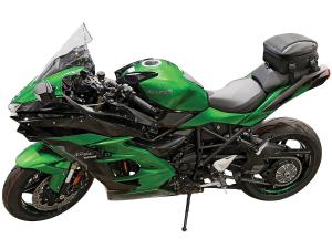 Photo of tail bag on green Kawasaki Ninja motorcycle