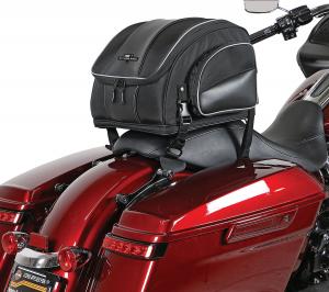 Photo of Weekender on red Harley Davidson using Under Seat Attachment (NR-USA)