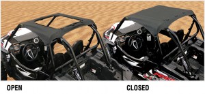 Photo showing open and closed soft top on 2 seat RZR